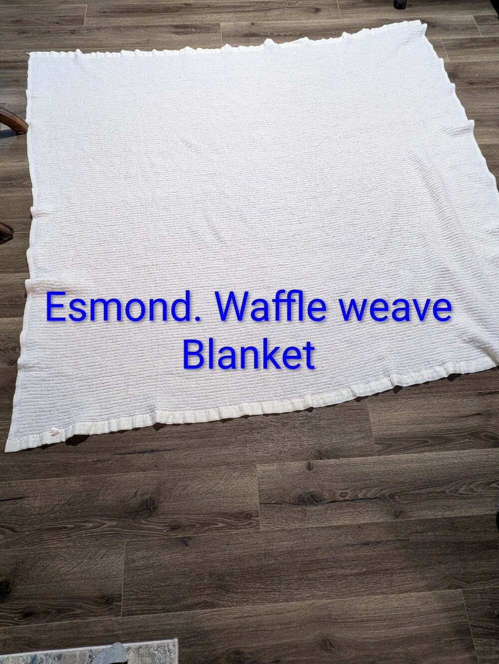 Vintage Esmond satin trim acrylic waffle weave thermal blanket 70 X 66” GUC.